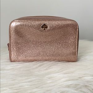 Kate Spade rose gold glitter cosmetic case